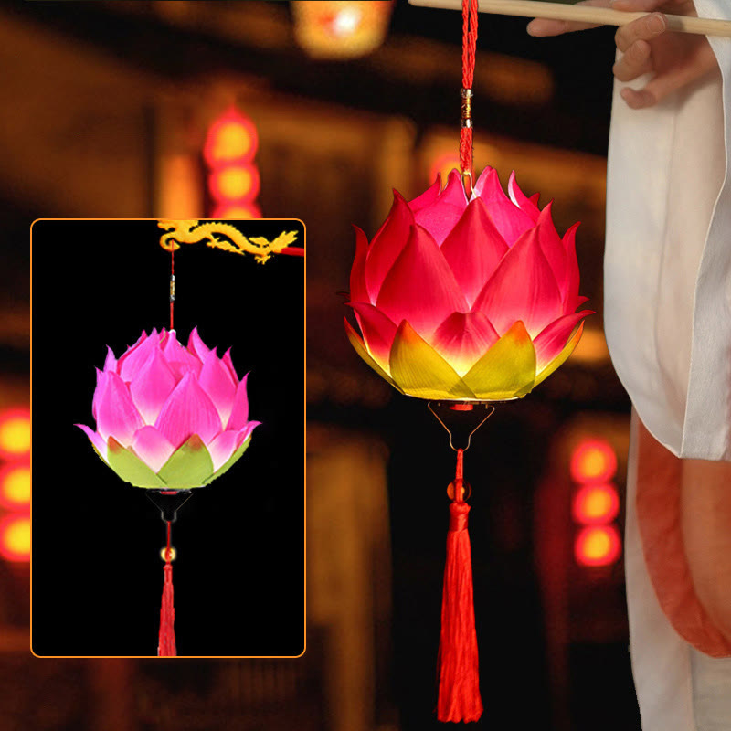 Buddha StonesDIY蓮の花ドラゴンランタンタッセルランプ装飾 - ローズレッドロータスランタン（組み立て式） - image 28