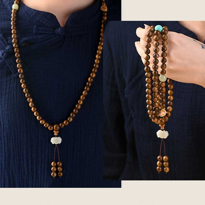 Buddha Stonesチベットローズウッド 保護 静寂 ブレスレットMala