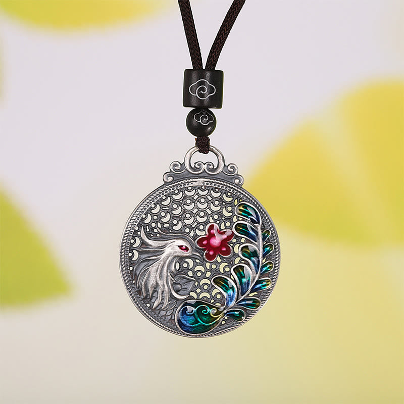 Buddha Stones990スターリングシルバー フェニックス 幸運の守護ネックレスペンダント