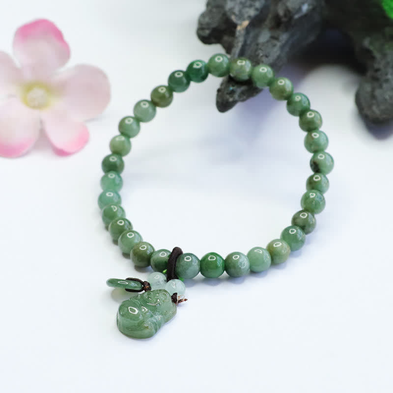 Buddha Stones笑う仏陀 シアン翡翠 ヒーリングブレスレット