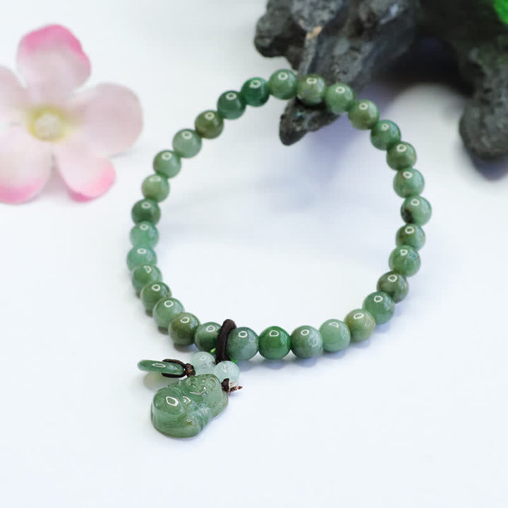Buddha Stones笑う仏陀 シアン翡翠 ヒーリングブレスレット