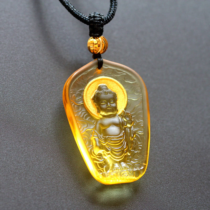 Buddha Stonesチベット仏 リュウリ クリスタル セレニティ ネックレス ペンダント - 黄色い仏光 - image 6