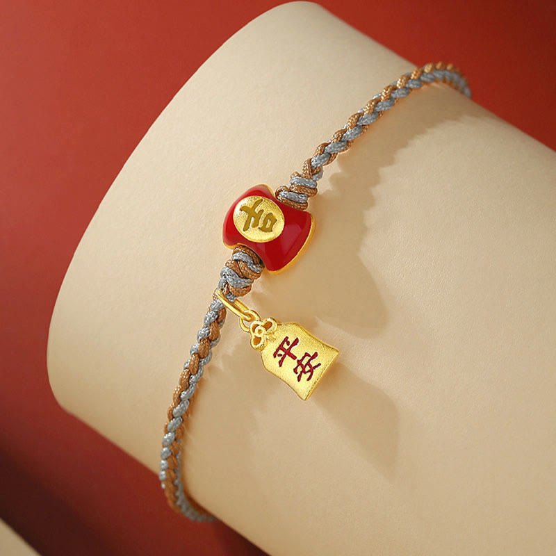 Buddha Stones925 スターリングシルバー ハンドメイド 縁起の良い漢字の祝福編み紐ブレスレット
