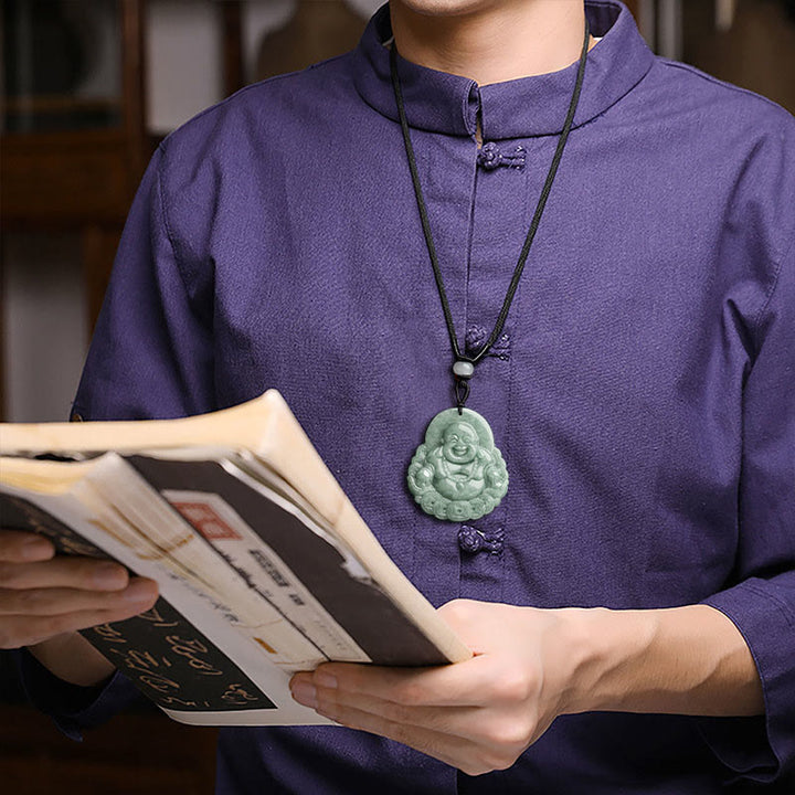 Buddha Stones笑う仏陀 天然翡翠 銅貨 豊穣のネックレスペンダント - image 5