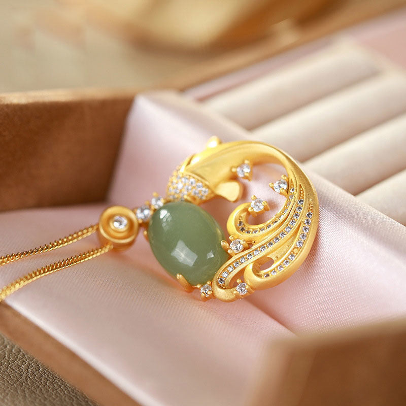 Buddha Stonesシアン翡翠 鯉 癒し 穏やか ネックレス ペンダント - image 9