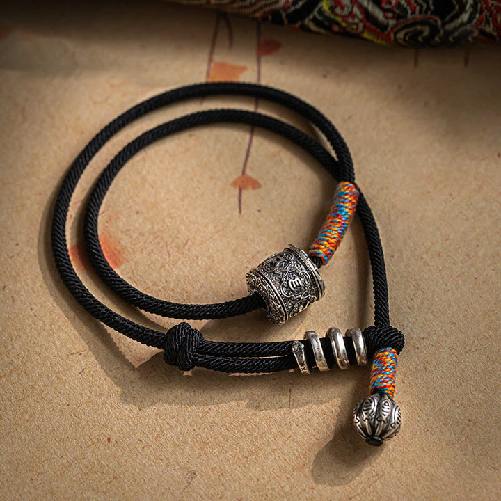 Buddha Stonesチベットのオーム・マニ・パドメ・フム彫刻お守りダブルラップブレスレット