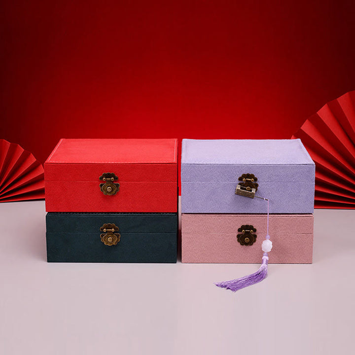 Buddha Stonesシンプルデザイン ジュエリーボックスオーガナイザー 2層ジュエリー収納ボックス フランネルボックス ロック付き - image 24