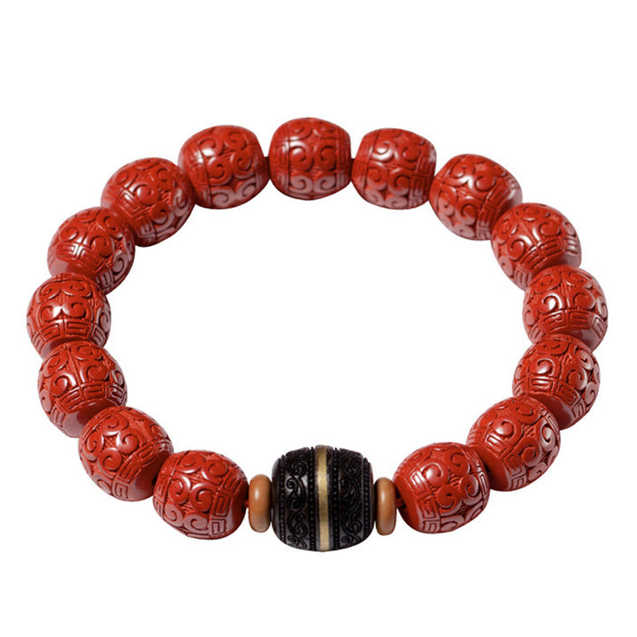 Buddha Stones天然辰砂黒檀の穏やかな祝福ブレスレット