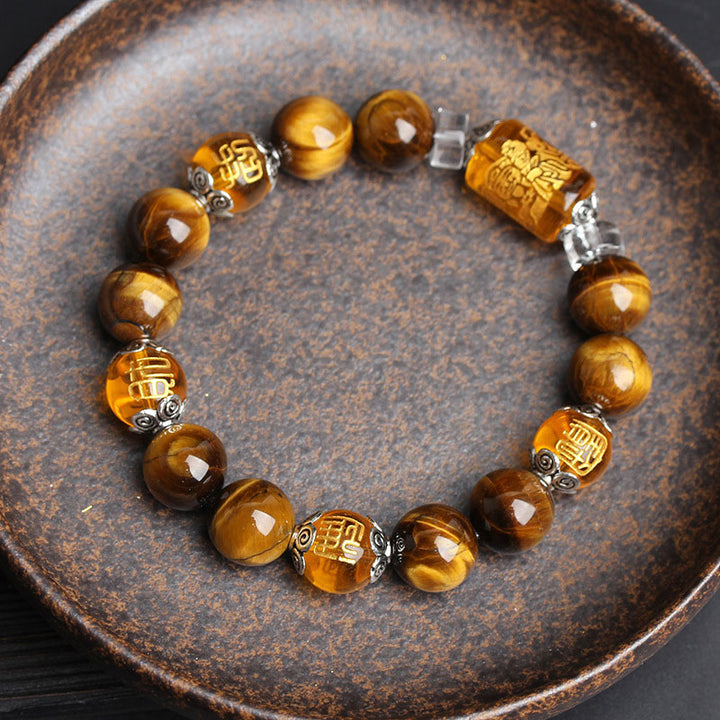 Buddha Stonesタイガーアイビーズ幸運繁栄ブレスレット