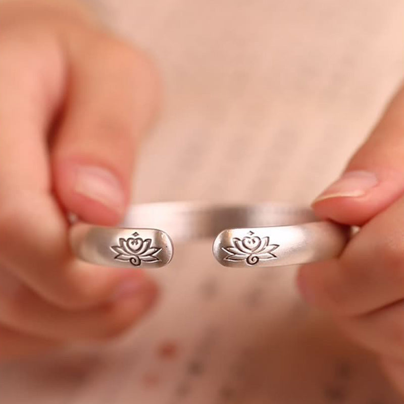 Buddha Stones蓮の花 般若心経 白銅製 ヒーリング幸運ブレスレット