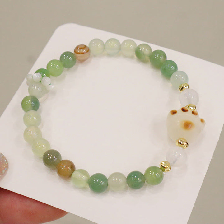 Buddha Stonesグリーンアゲート サンストーン キャッツアイ 菩提樹 猫の足サポートブレスレット - image 3