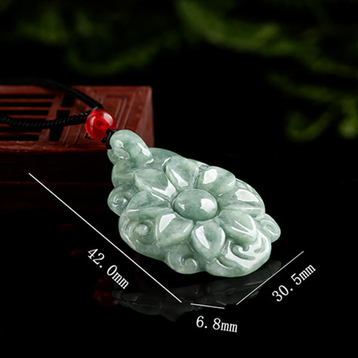 Buddha Stones天然翡翠カランコエブロスフェルディアナ花柄幸運ネックレスペンダント