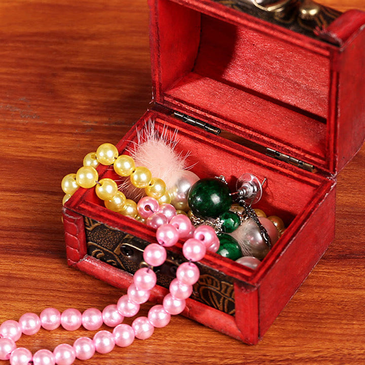 Buddha Stonesレトロ 小型木製ジュエリーボックス 蓮 金 ブドウ 銅 コイン 水仙 草 花 ジュエリー収納ボックス