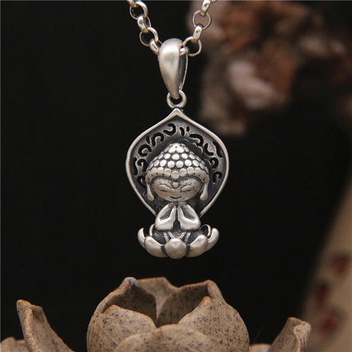 Buddha Stones999スターリングシルバー 瞑想ブッダ ロータス セレニティ ネックレス ペンダント - 仏陀のシンボル（慈悲♥静寂） - image 1