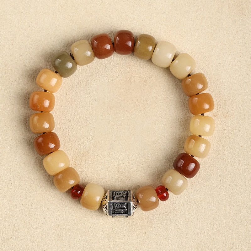 Buddha Stones天然菩提樹 屍の森の王オーム・マニ・パドメ・フム知恵のブレスレット