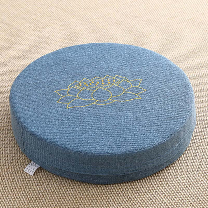 Buddha Stonesと蓮の刺繍入りコットンリネン瞑想用シートクッション