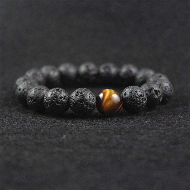 Buddha Stones溶岩石 タイガーアイ 石 平和ヒーリングブレスレット - image 7
