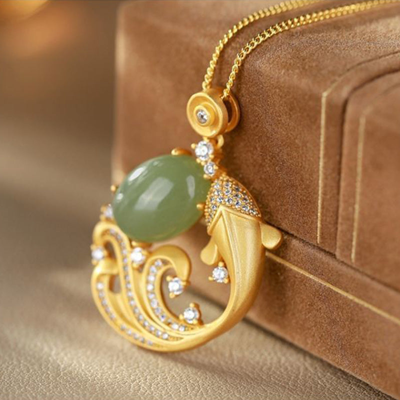 Buddha Stonesシアン翡翠 鯉 癒し 穏やか ネックレス ペンダント - image 5