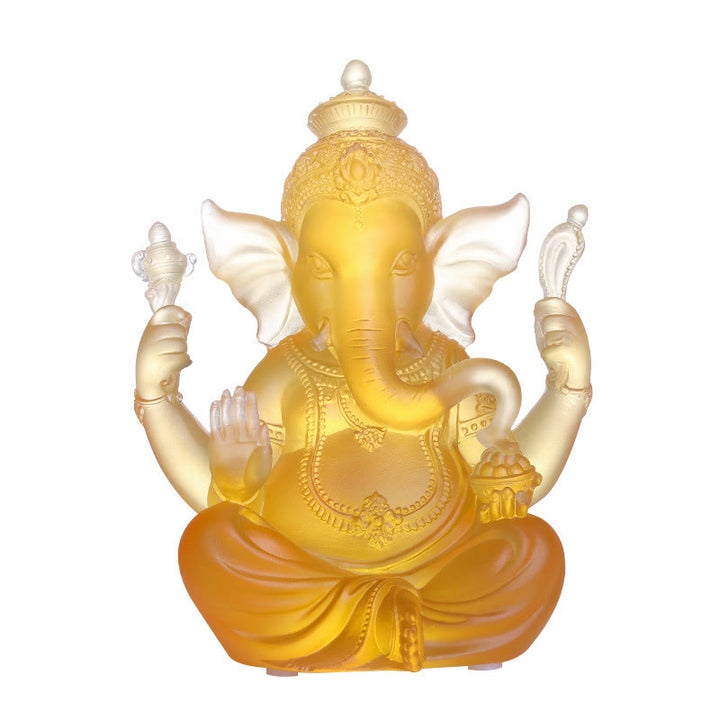Buddha Stones手作り ガネーシャ ガンパティ 象の置物 リュウリ クリスタル アートピース 守護像 家の装飾