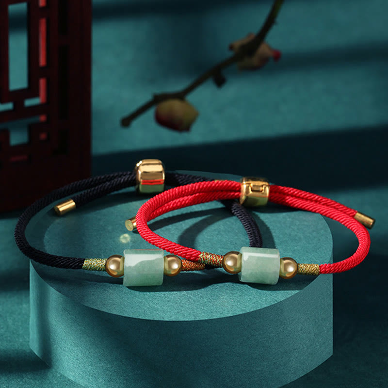 Buddha Stonesチベット ハンドメイド グリーンアベンチュリン レッドストーン マラカイト 幸運の守護 編み込みロープブレスレット