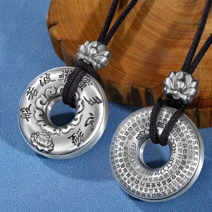 Buddha Stones999スターリングシルバー 般若心経 蓮華座平和のお守りチャームネックレスペンダント - image 2