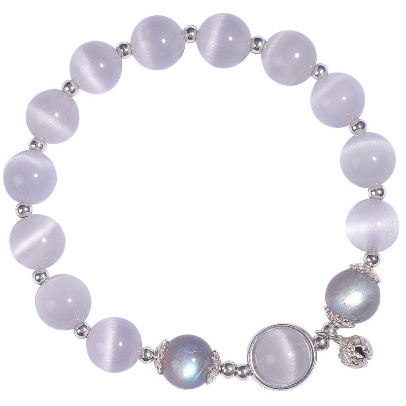 Buddha Stones925スターリングシルバー キャッツアイ ムーンストーン ラブサポートブレスレット