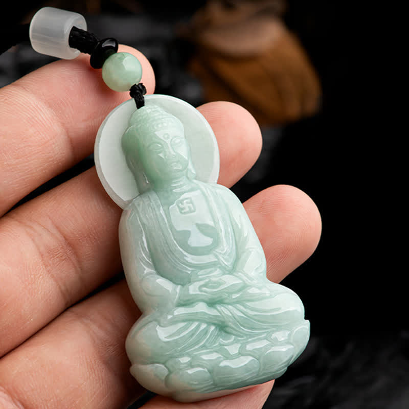 Buddha Stones阿弥陀仏 翡翠 お守り 慈悲の紐ネックレス - image 13