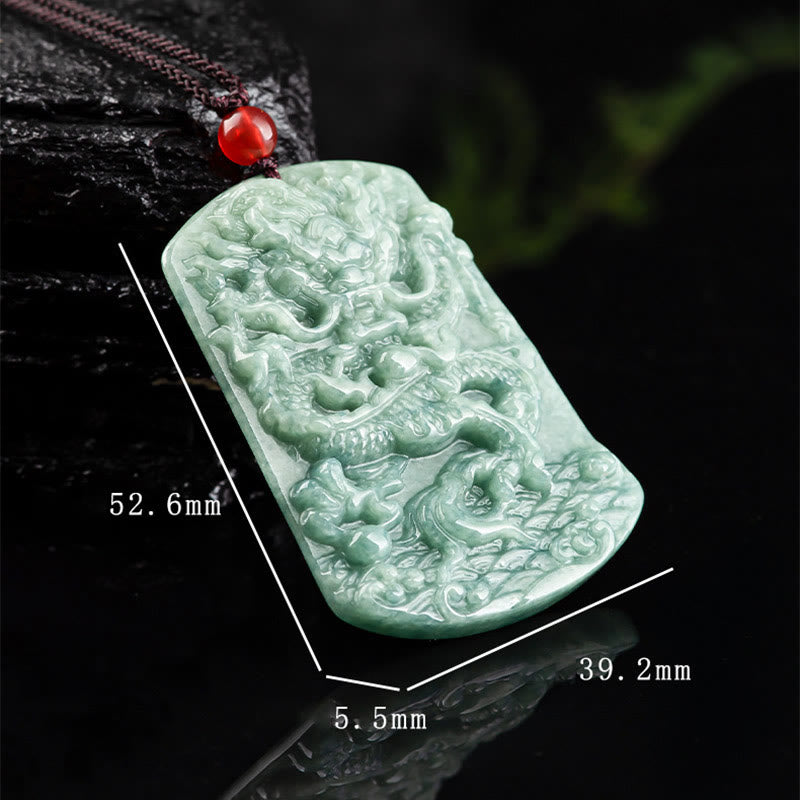 Buddha Stones天然翡翠 中国十二支 龍 海 幸運 紐 ネックレス ペンダント - image 9