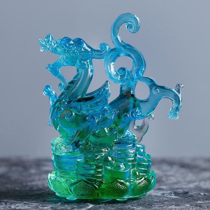 Buddha Stones風水 四大シンボル 青龍 ハンドメイド 琉璃クリスタルアート作品 ホームオフィス装飾