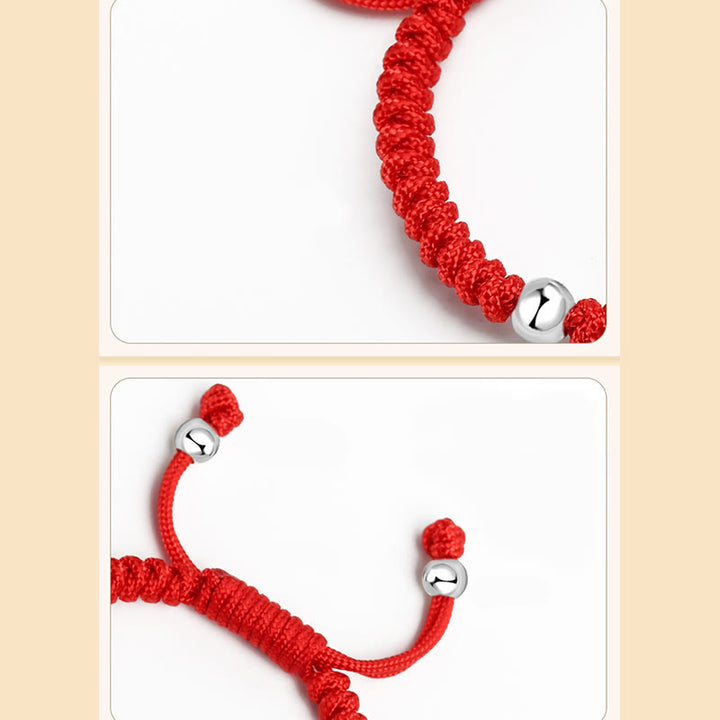 Buddha Stones925 スターリングシルバー ハンドメイド フーキャラクター 幸運のお金袋 中国ロックチャーム ベル ロータス 銅貨 キングコングノット編み 子供用ブレスレット