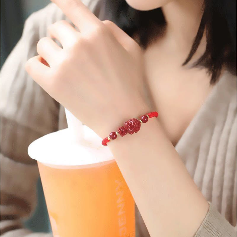 Buddha Stones十二支誕生仏辰砂 お守り 祝福 紐 ブレスレット