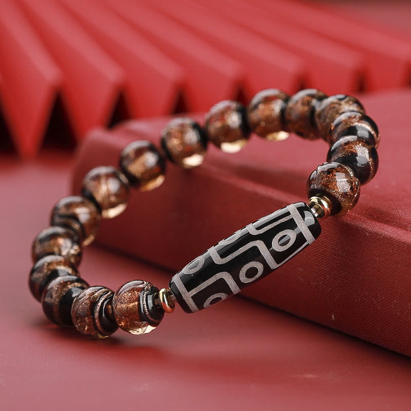 Buddha Stonesチベット九眼珠三眼珠琉璃ガラス玉富のブレスレット