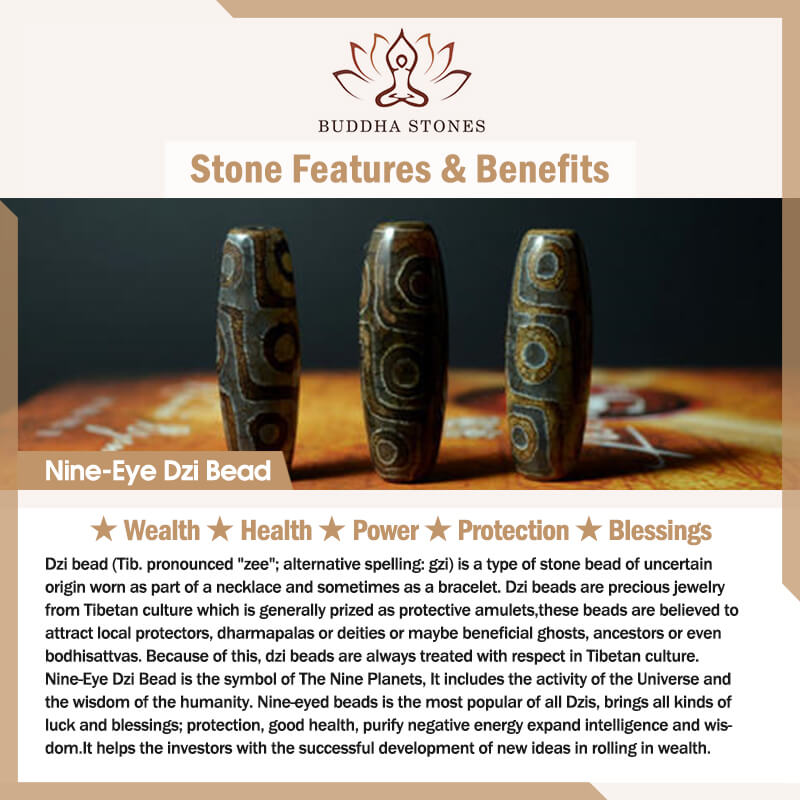 Buddha Stones手作りチベット九眼天珠護身ロープブレスレット - image 3