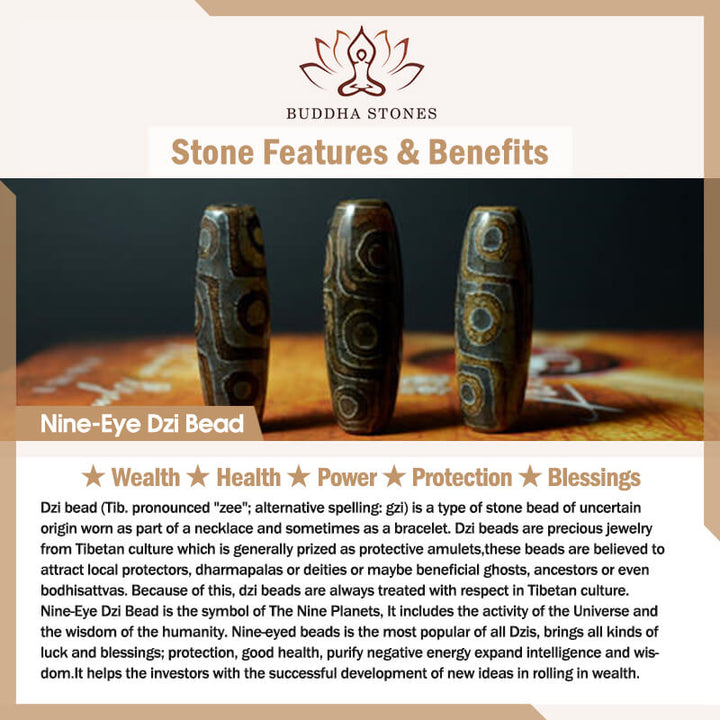 Buddha Stones手作りチベット九眼天珠護身ロープブレスレット - image 3