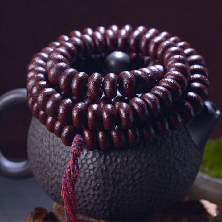 Buddha Stones天然チベット 108 個入りMalaビーズ 紫菩提樹 富のブレスレット