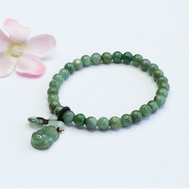 Buddha Stones笑う仏陀 シアン翡翠 ヒーリングブレスレット
