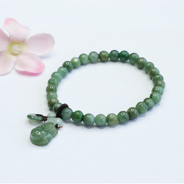 Buddha Stones笑う仏陀 シアン翡翠 ヒーリングブレスレット