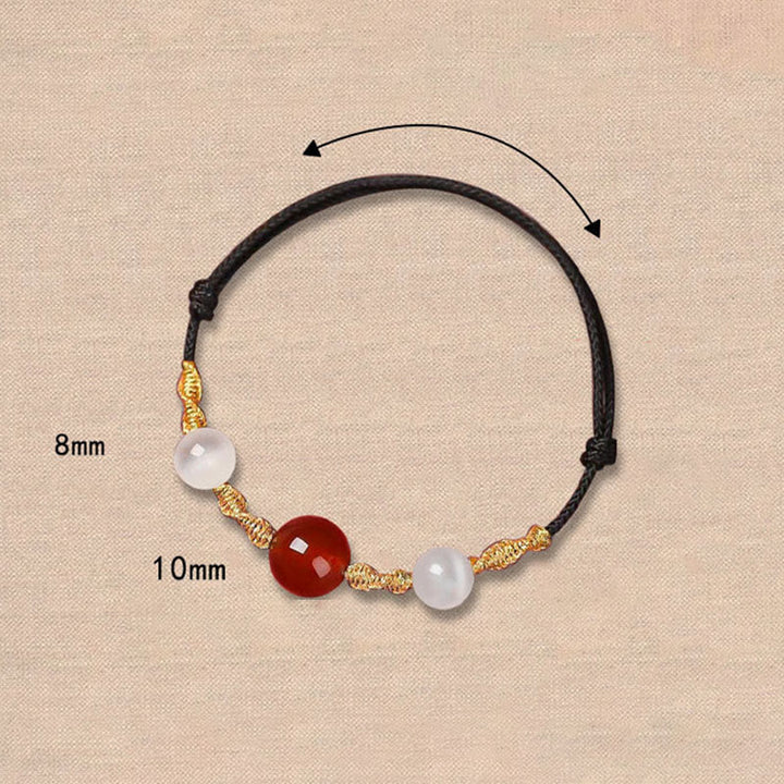 Buddha Stones天然赤瑪瑙 キャッツアイ カーム編み紐ブレスレット ネックレスペンダント - image 4