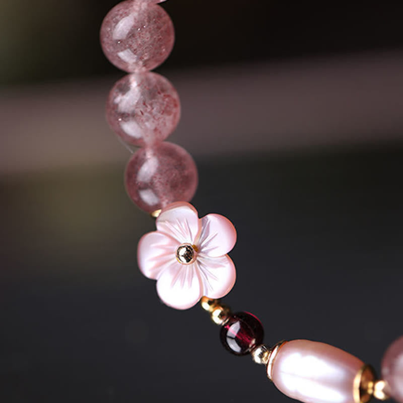 Buddha Stonesストロベリークォーツ ピーチブロッサム ラブブレスレット