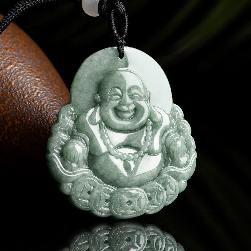 Buddha Stones笑う仏陀 天然翡翠 銅貨 豊穣のネックレスペンダント - image 2