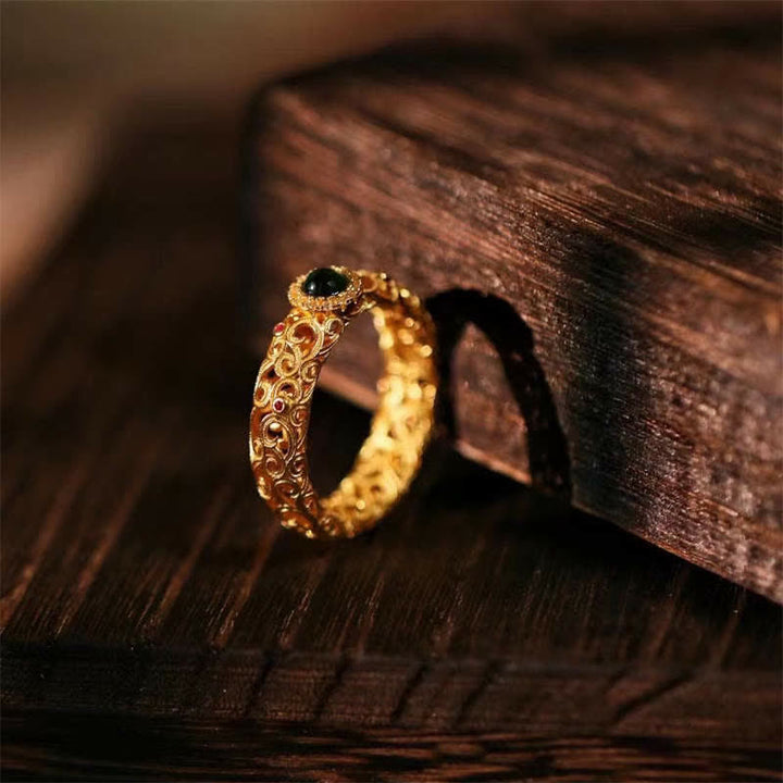 Buddha Stones925スターリングシルバー シアン翡翠 成功の幸運リング - image 4