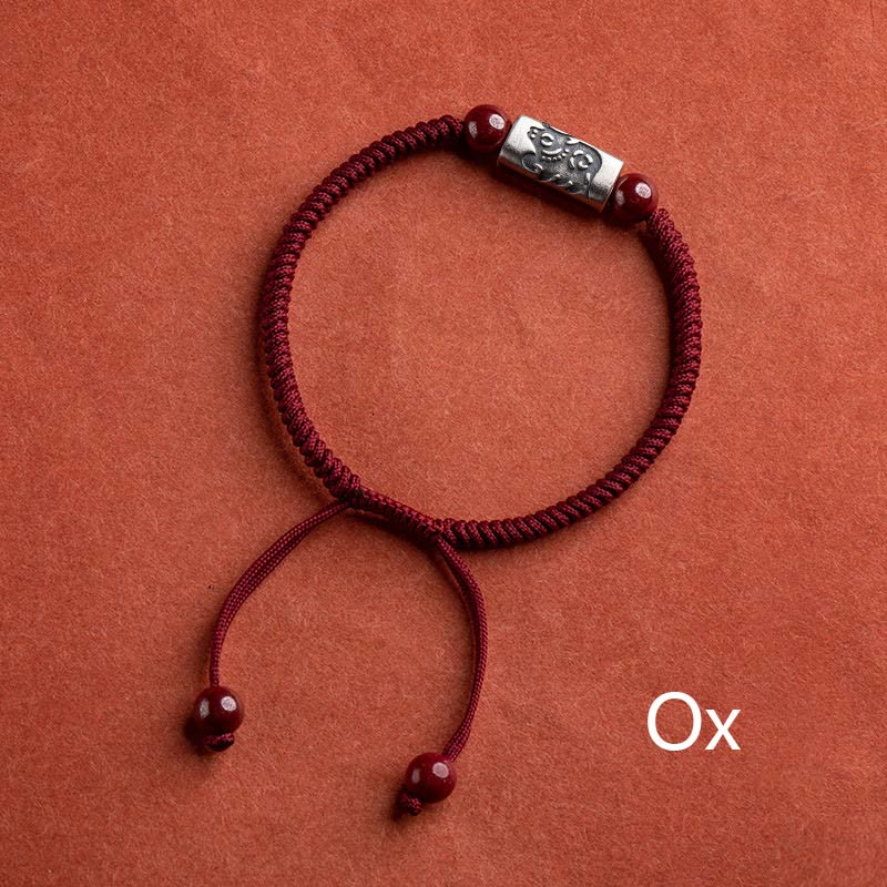 Buddha Stones925スターリングシルバー 12星座 辰砂 ストリングブレスレット