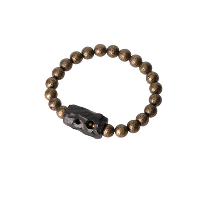 Buddha Stonesチベット 黒檀 木 銅 平和 バランス ビーズ ブレスレット