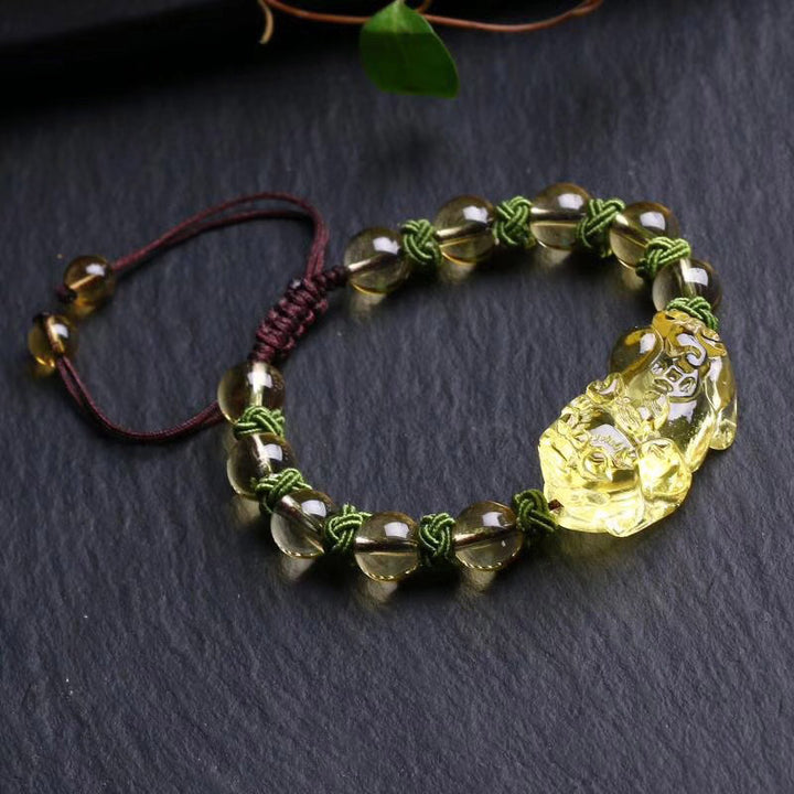 Buddha Stones天然シトリンPiXiu富守護ブレスレット