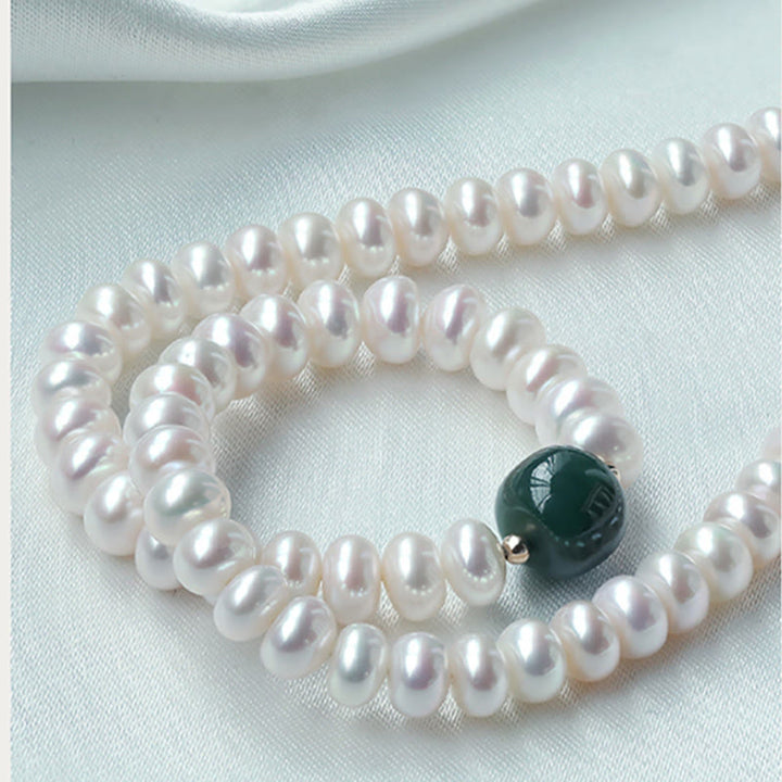 Buddha Stones 925スターリングシルバー 天然真珠 和田翡翠 アクアマリン 知恵 誠実 ネックレス ペンダント ブレスレット - image 2