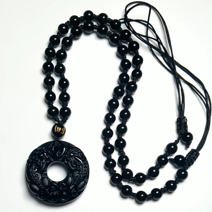 Buddha StonesPiXiu黒曜石富のペンダントネックレス - image 5