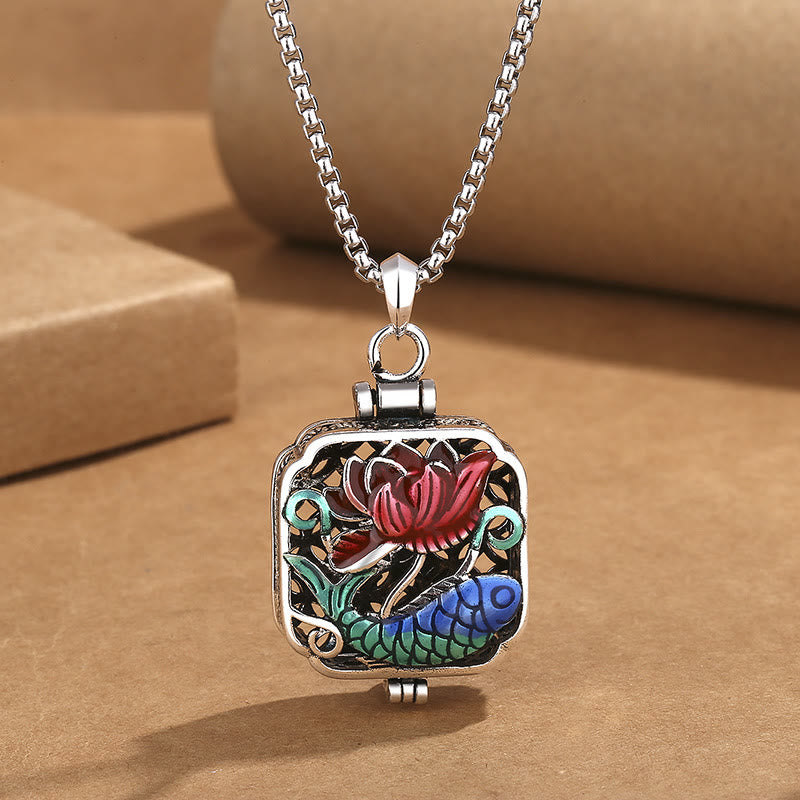Buddha Stones、鯉、蓮、銅貨、幸運のガウ祈祷箱、ネックレスペンダント - image 2