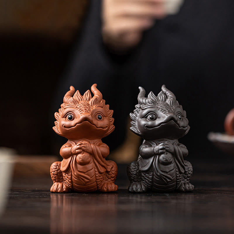 Buddha Stones幸運 龍 富 茶 ペット 紫 粘土 置物 装飾 - image 15