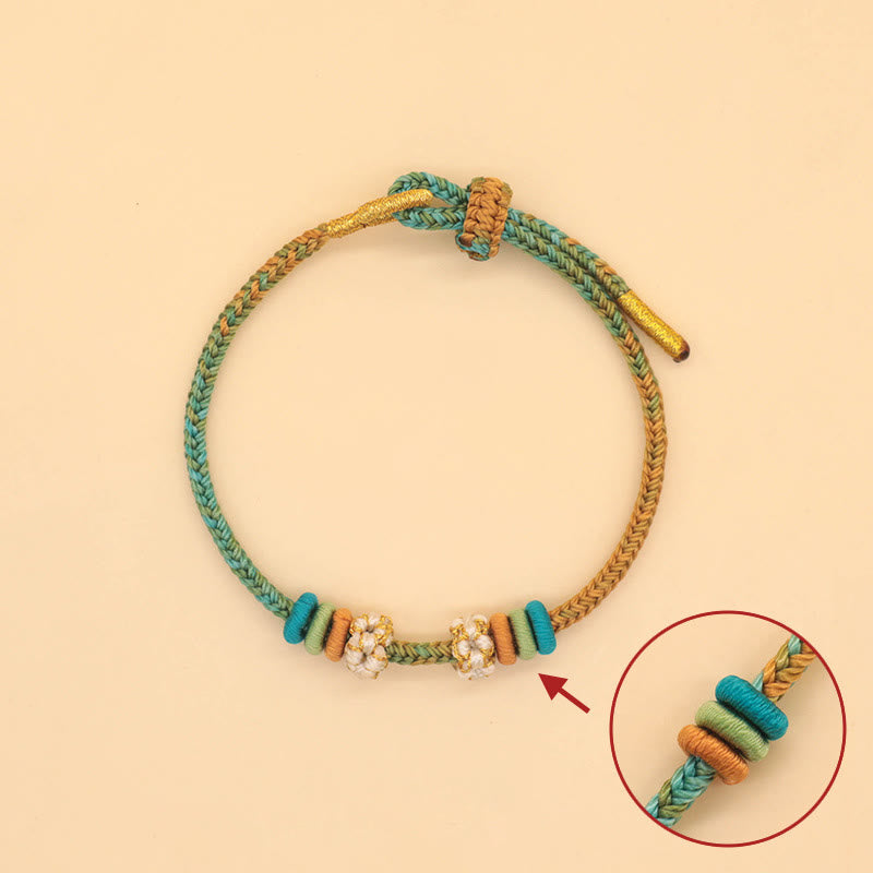 Buddha Stonesハンドメイド8スレッドピースノットピーチブロッサムノット幸運ロープ編みブレスレット - image 3