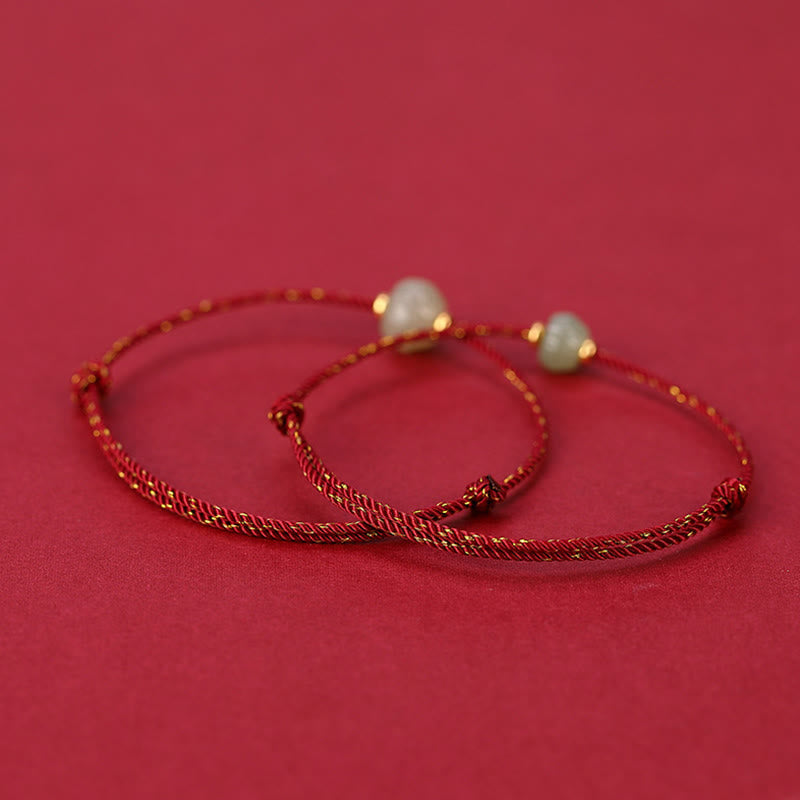 Buddha Stones925 スターリングシルバー ゴールドメッキ 和田翡翠 蓮華 幸運赤紐ブレスレット